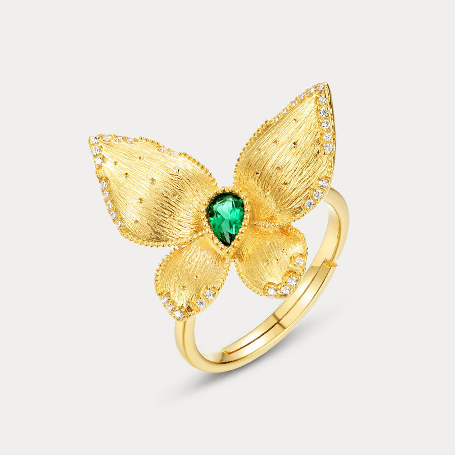 Selenichast Emerald Butterfly Ring