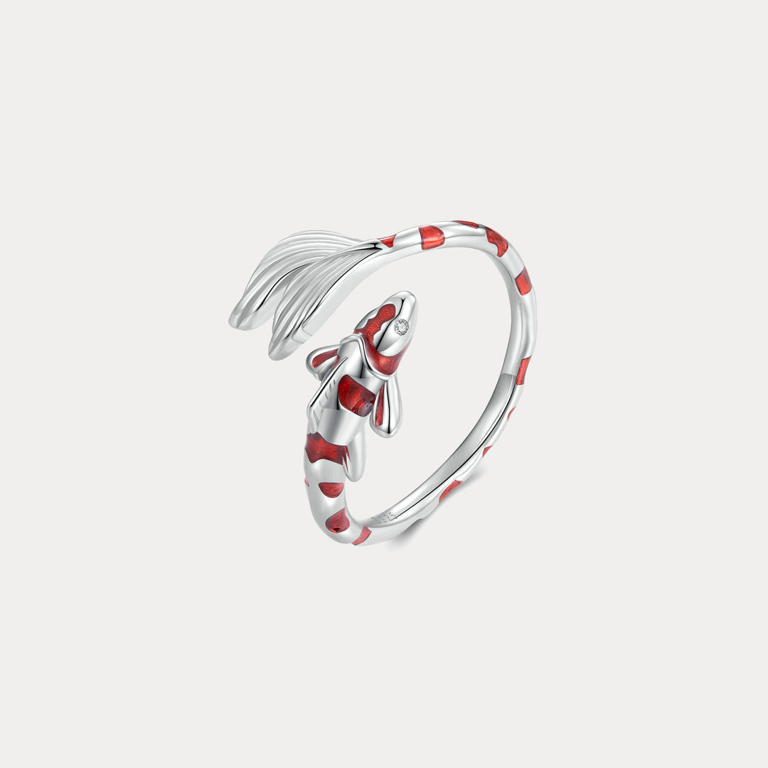Silver Lucky Koi Ring