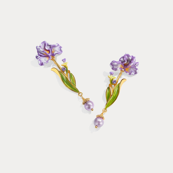 Iris Flower Drop Earrings