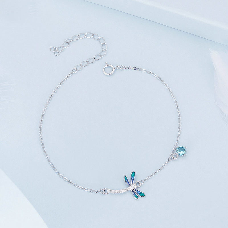 Silver Blue Dragonfly Bracelet