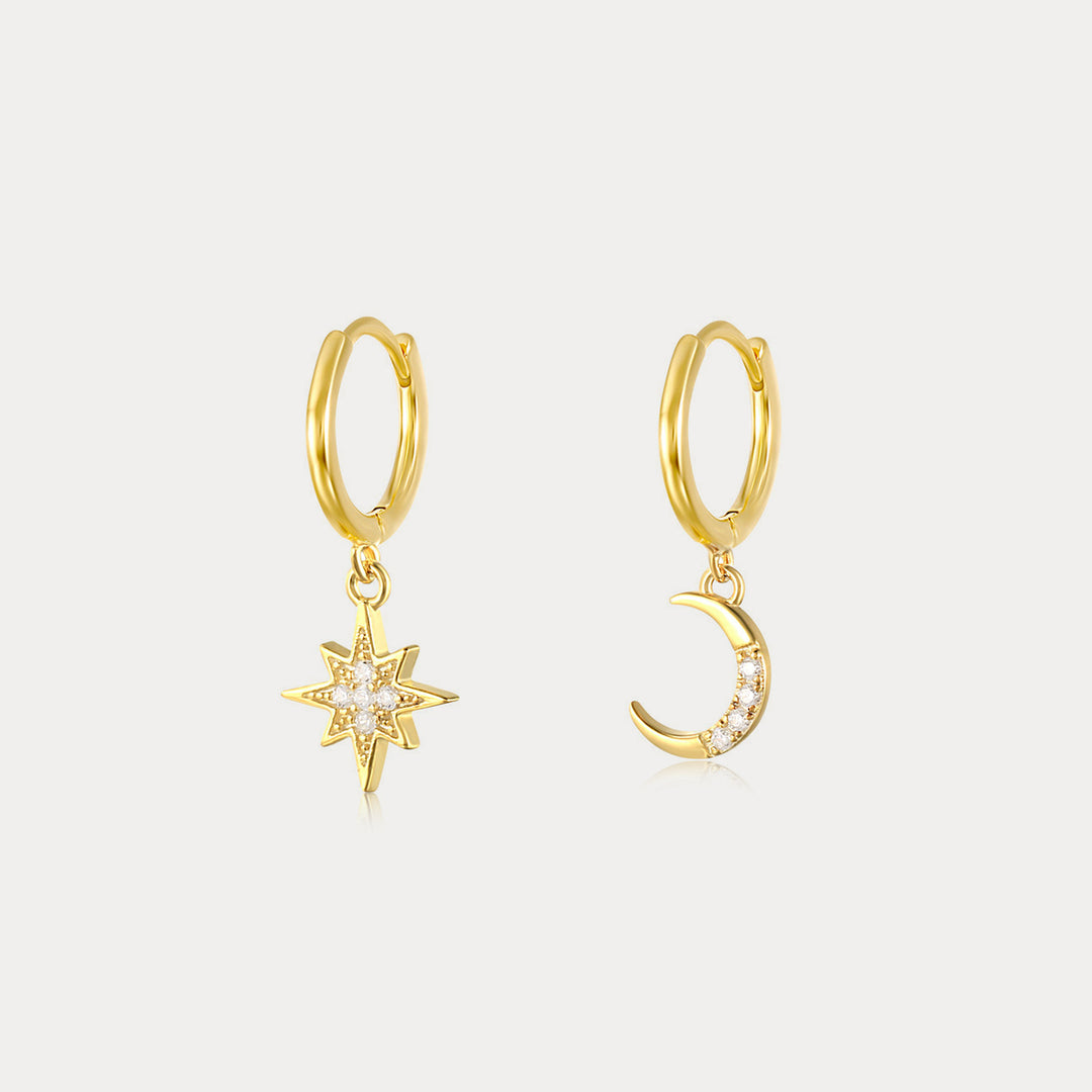 Selenichast Moon and Star Huggie Earrings