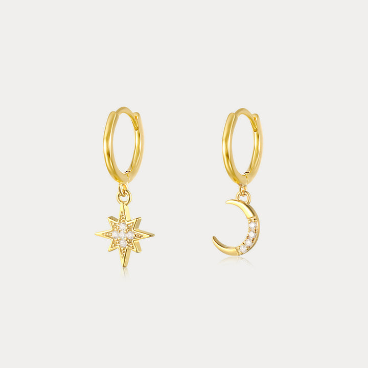 Selenichast Moon and Star Huggie Earrings