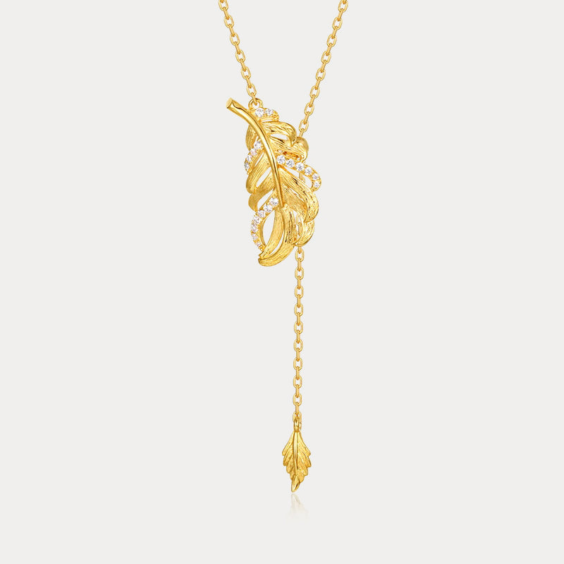 Selenichast Leaf Lariat Necklace