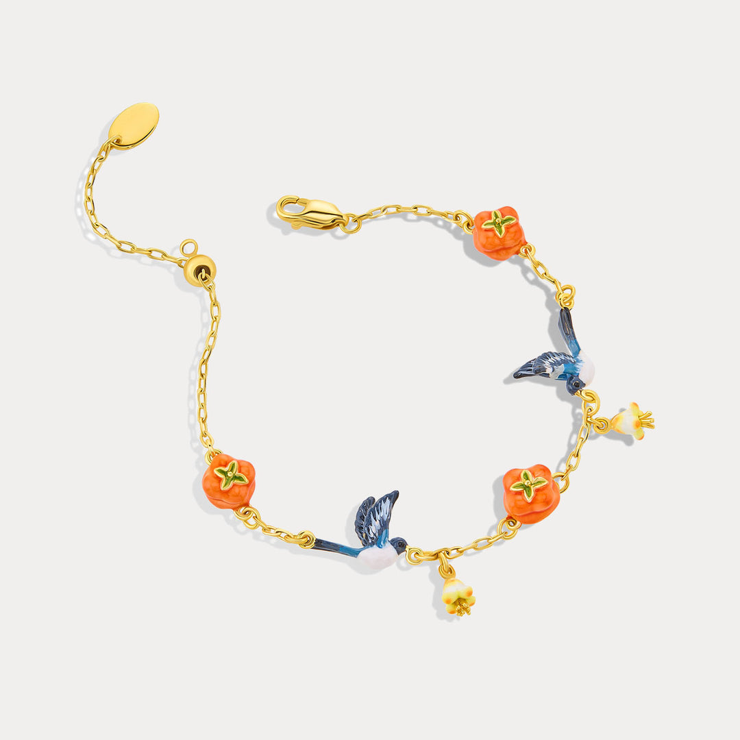 Enamel Magpie & Persimmon Bracelet Gift