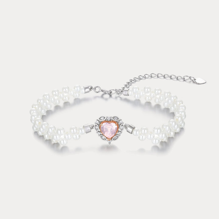 Selenichast Pink Crystal and Pearl Bracelet