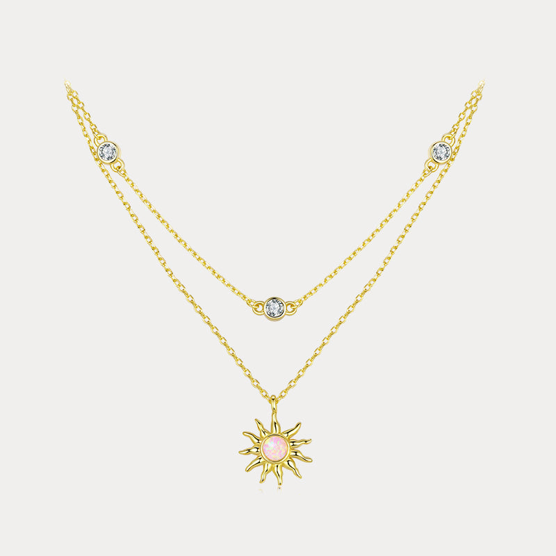 Selenichast Opal Sun & Moon Layering Necklace
