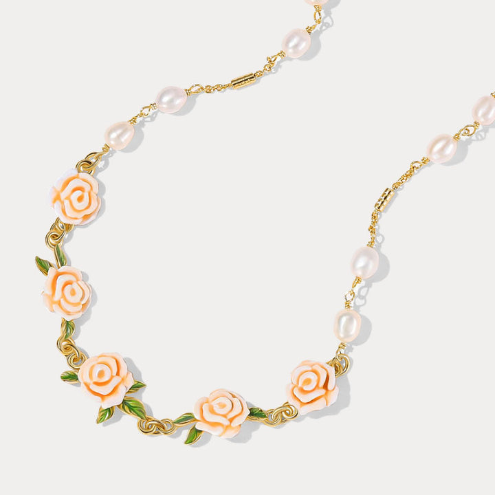 Champagne Rose Pearl Necklace