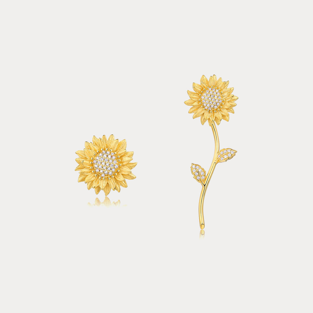 Selenichast Gold Sunflower Earrings