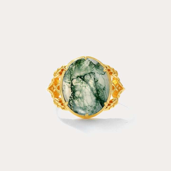 Selenichast Moss Agate Ring