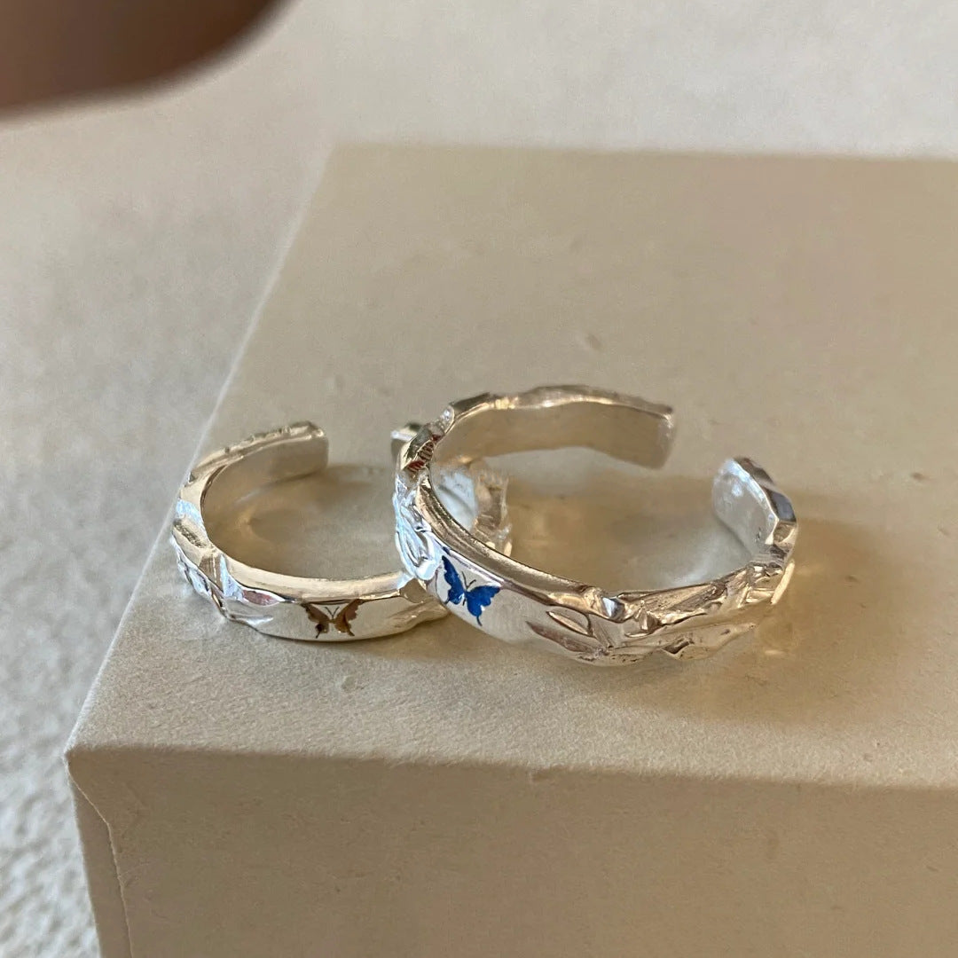 Selenichast Butterfly Silver Band Ring Butterfly Jewelry
