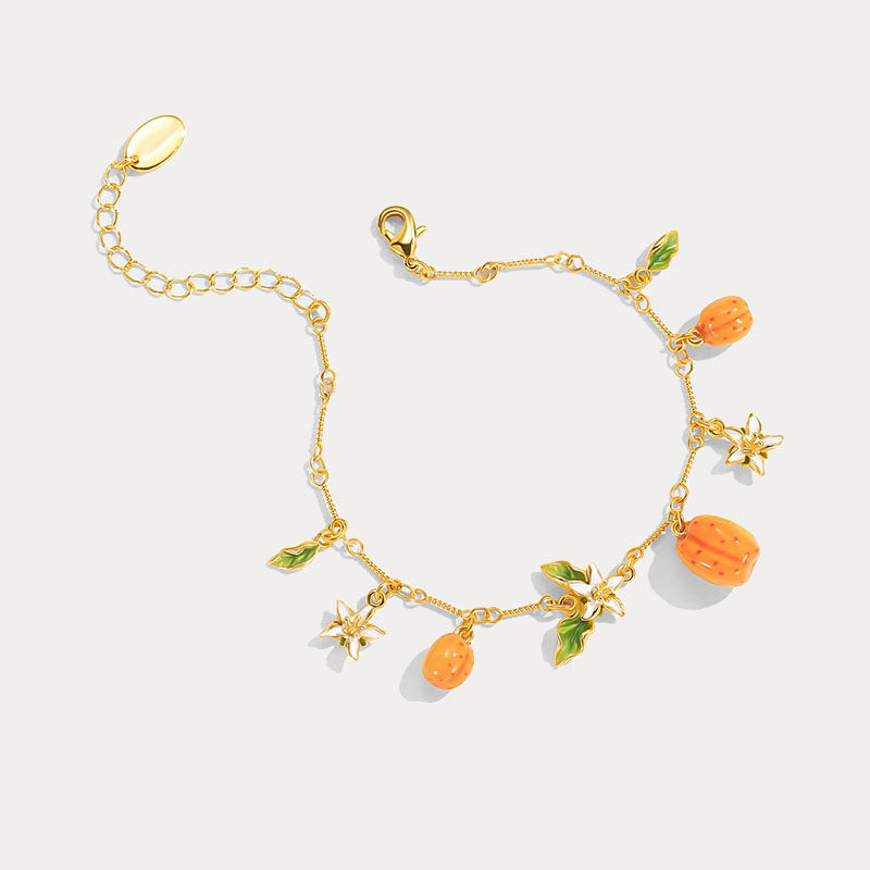 Selenichast Golden Plum Flower Bracelet