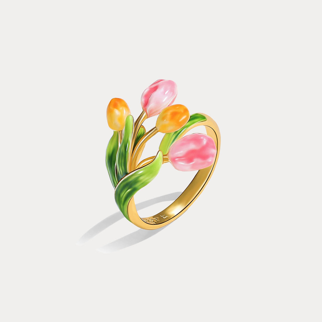 Enamel Tulip Ring