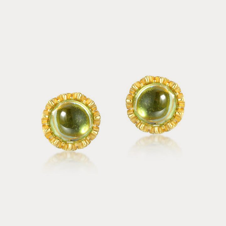 Selenichast Round Peridot Stud Earrings