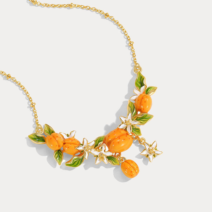 Golden Plum Flower Necklace