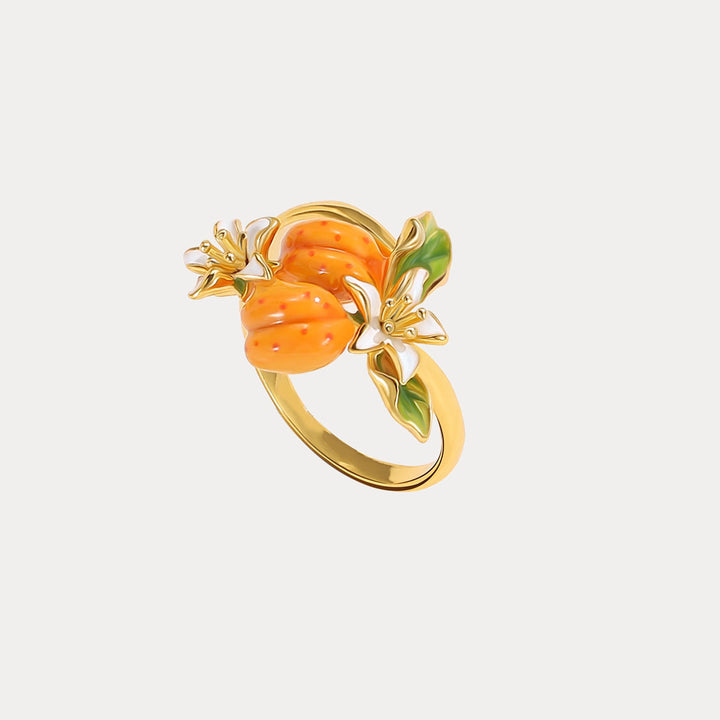 Selenichast Golden Plum Flower Ring