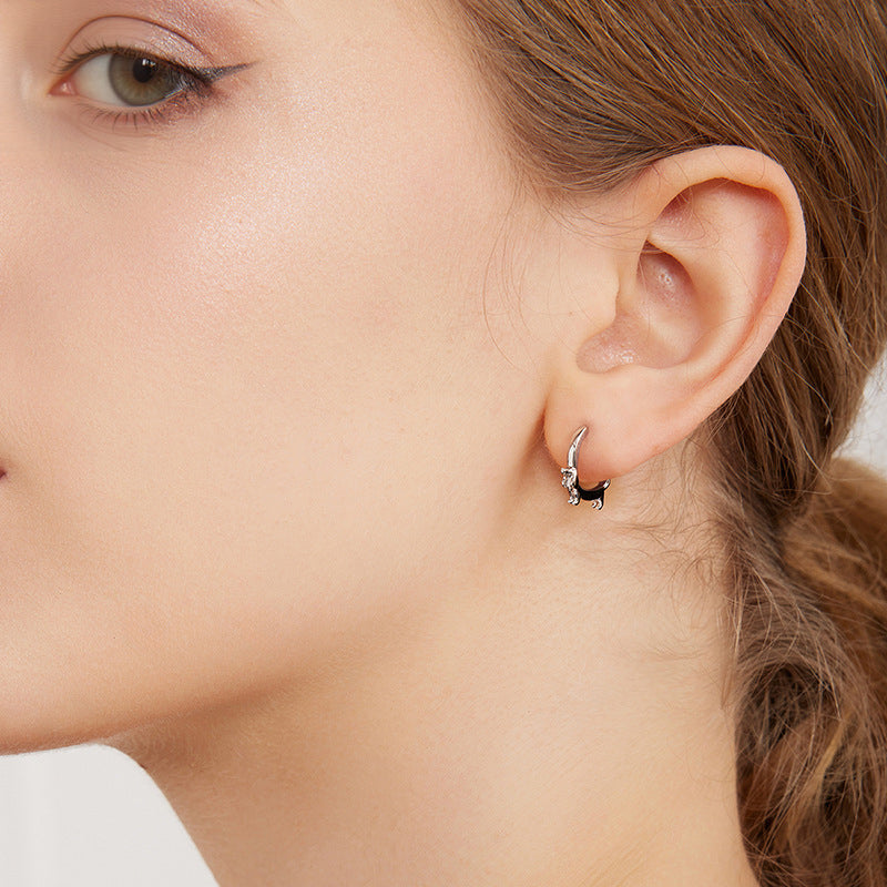 Silver Earrings Dachshund Hoop Earrings Selenichast 