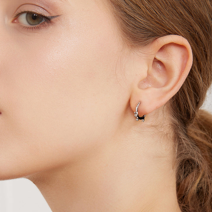 Silver Earrings Dachshund Hoop Earrings Selenichast 
