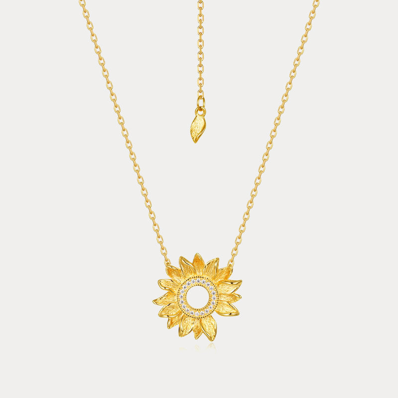 Gold Sunflower Pendant Necklace