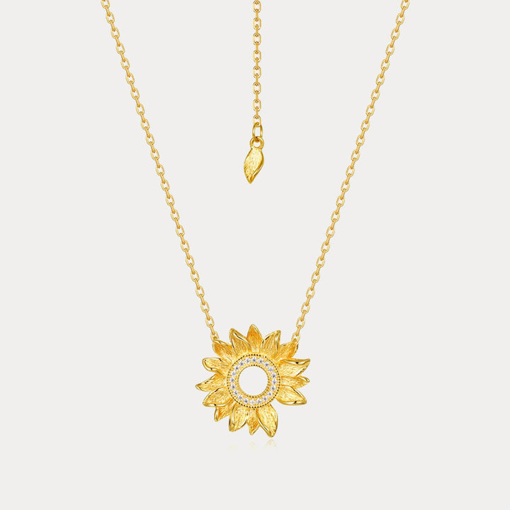 Gold Sunflower Pendant Necklace
