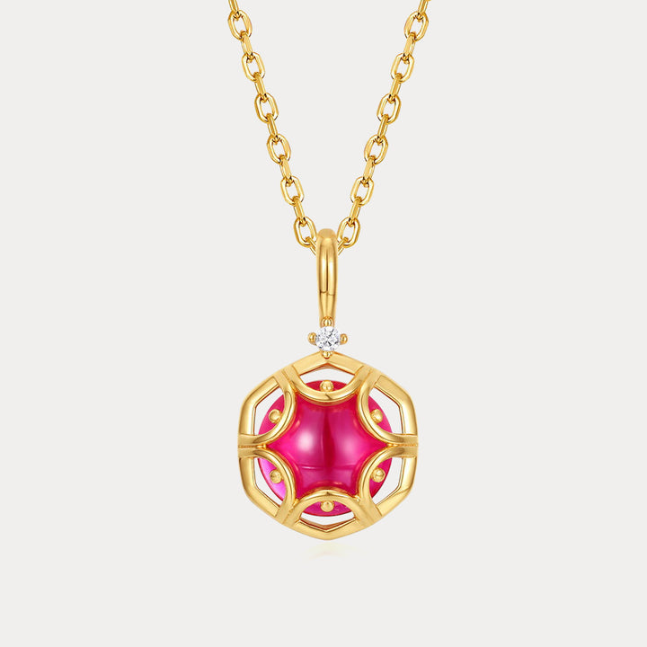 Selenichast Ruby Round Pendant Necklace