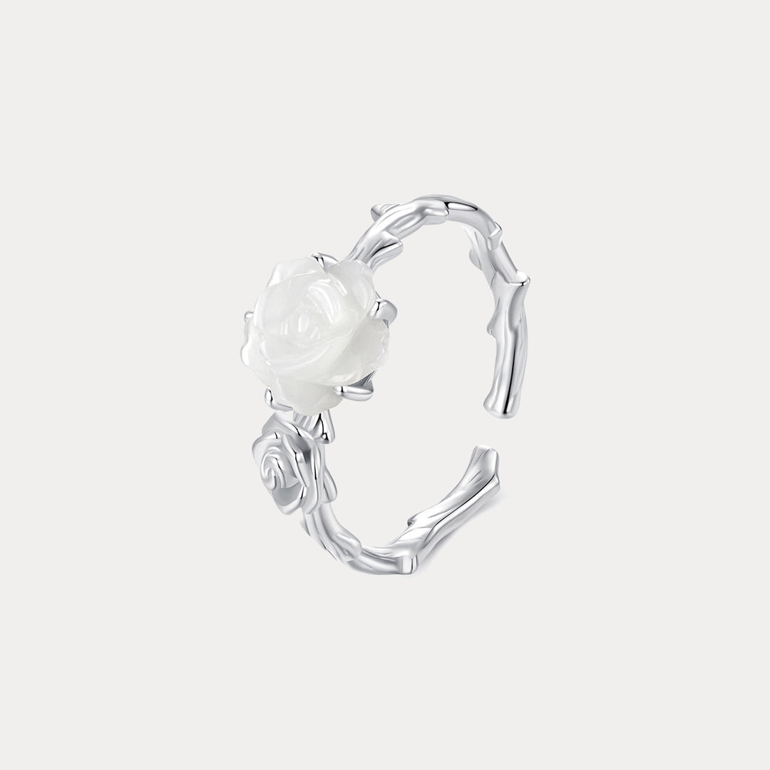 Selenichast Silver White Rose Ring