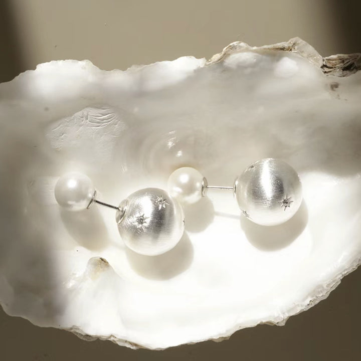 Selenichast Star Pearl Ball Earrings Stud Earrings 