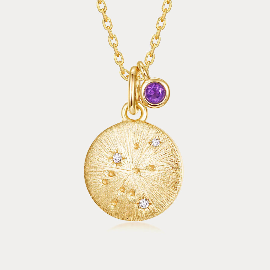 Zodiac Birthstone Necklace-Aquarius&Amethyst