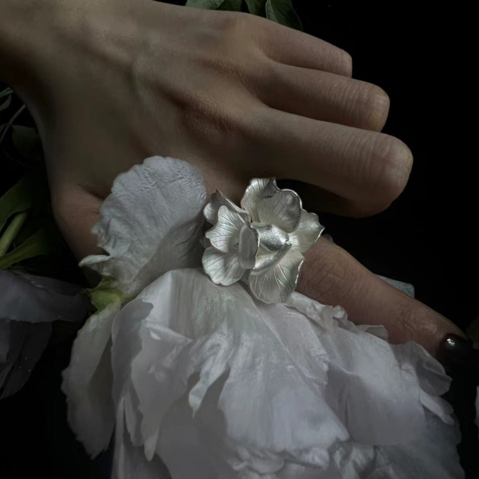Selenichast Silver Flower Ring Flower Ring