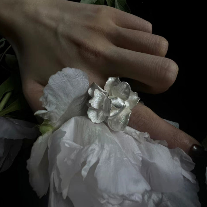Selenichast Silver Flower Ring Flower Ring