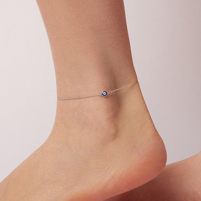 Silver Evil Eye Anklet Selenichsat 