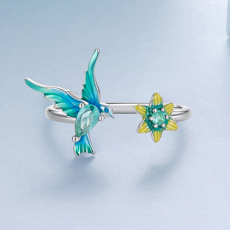 Silver Hummingbird Ring