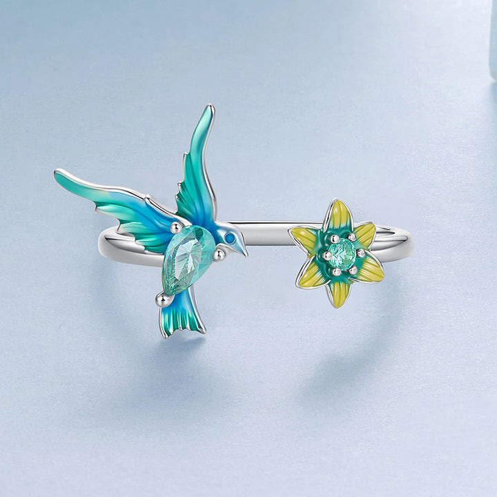 Silver Hummingbird Ring