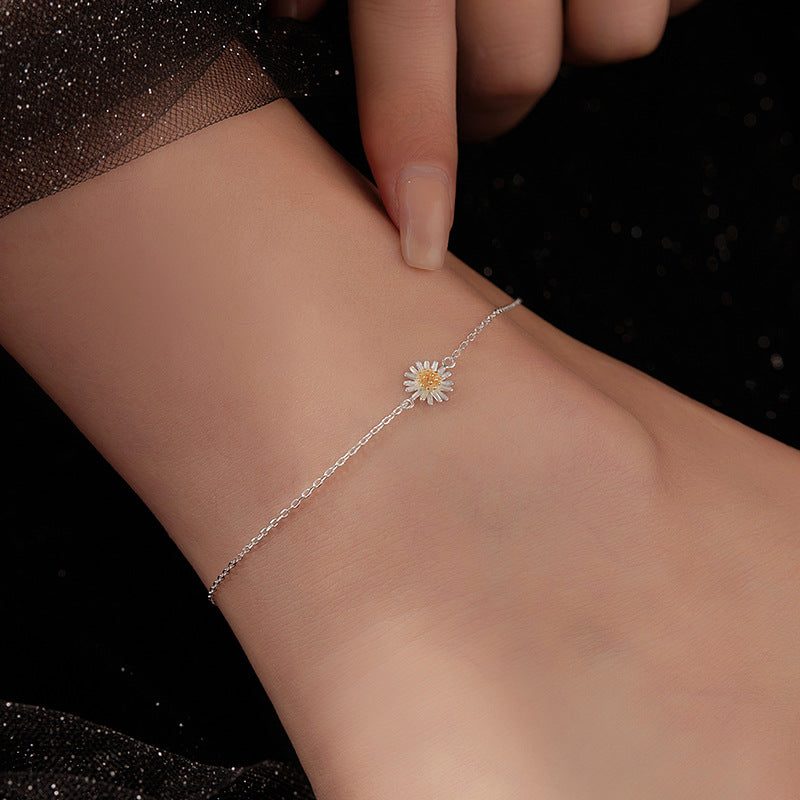 Silver Daisy Anklet Selenichast