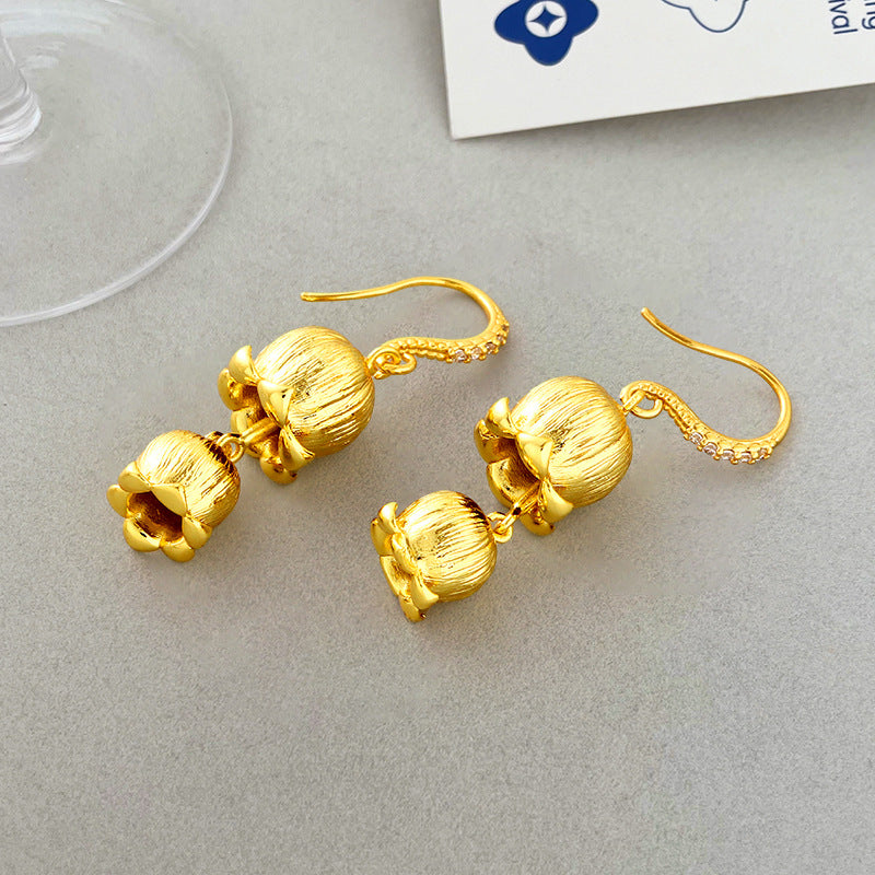 Selenichast Gold Lily of the Valley Drop Earrings Birth Flower