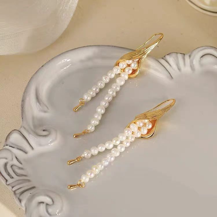 Selenichast Pearl Tassel Earrings Summer Jewelry