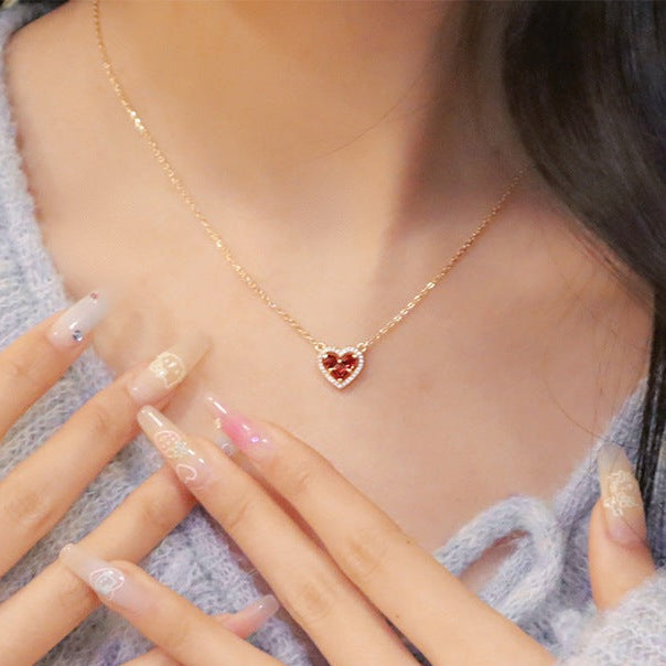 Garnet Heart Necklace Selenichast 
