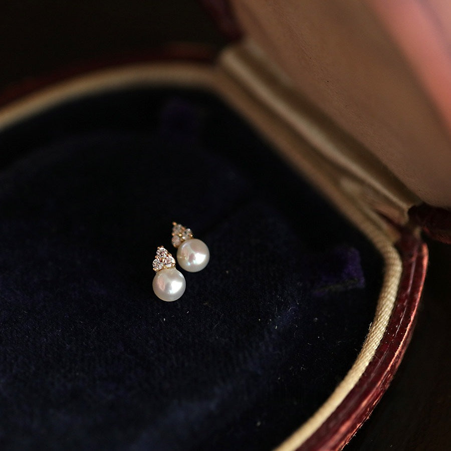 Selenichast Pearl Stud Earrings Gold Jewelry