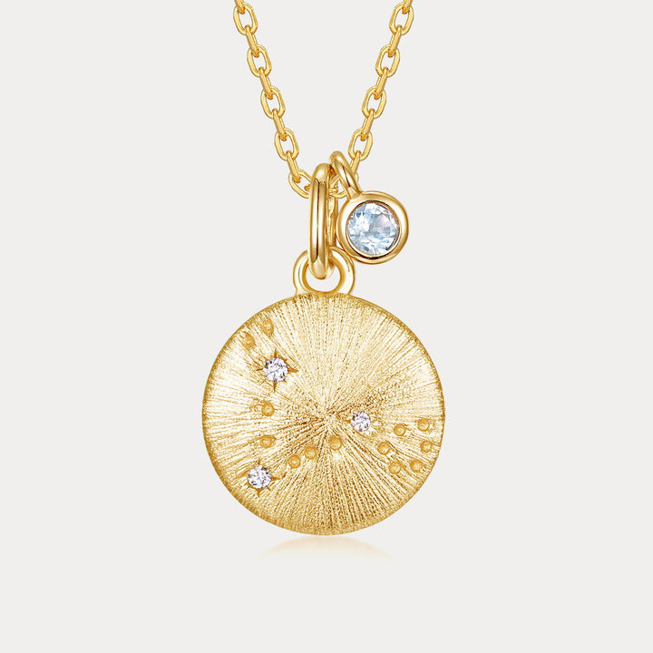 Zodiac Birthstone Necklace-Pisces&Aquamarine