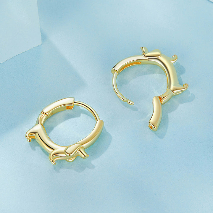 Gold Earrings Dachshund Hoop Earrings Selenichast 