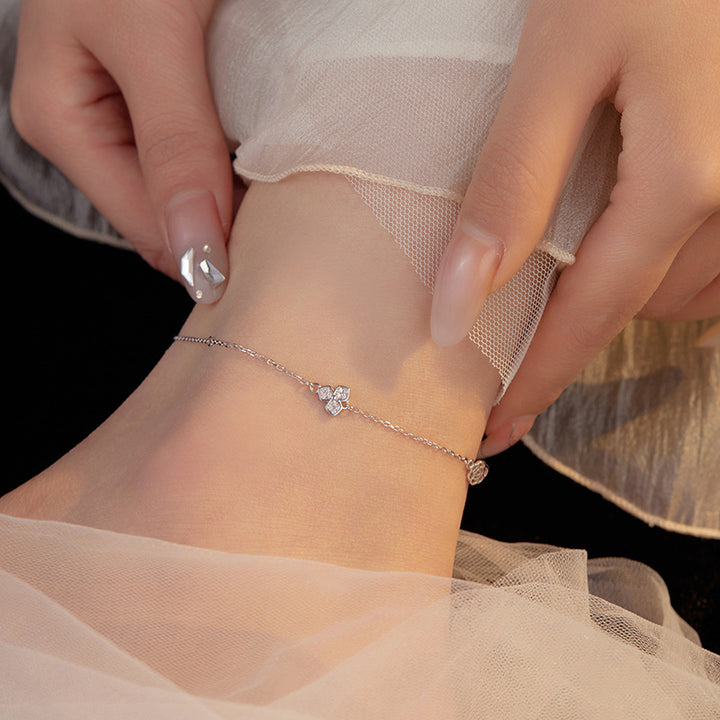 Silver Clover Anklet