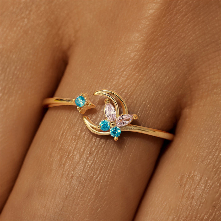 Selenichast Moon and Buterfly Ring 