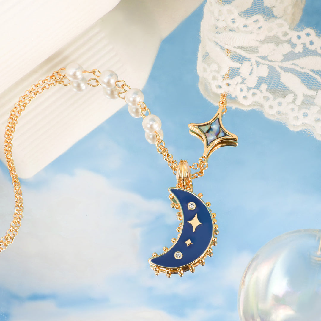 Blue Crescent Moon Necklace