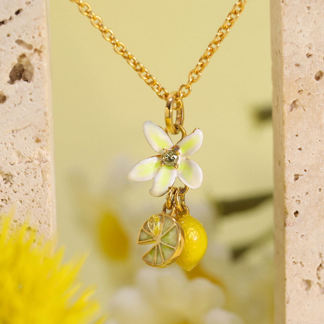 Flower Lemon Pendant Necklace