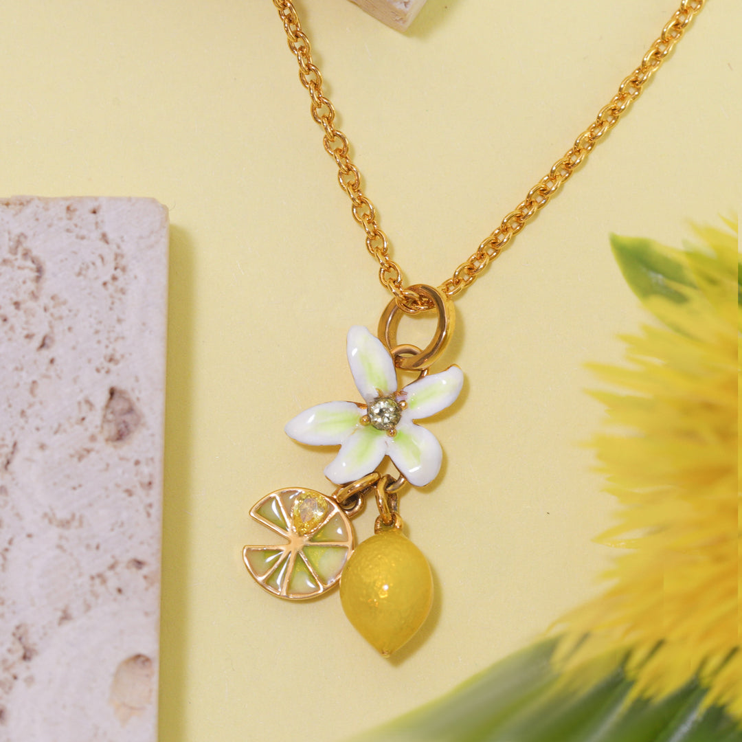 Selenichast Flower Lemon Pendant Necklace