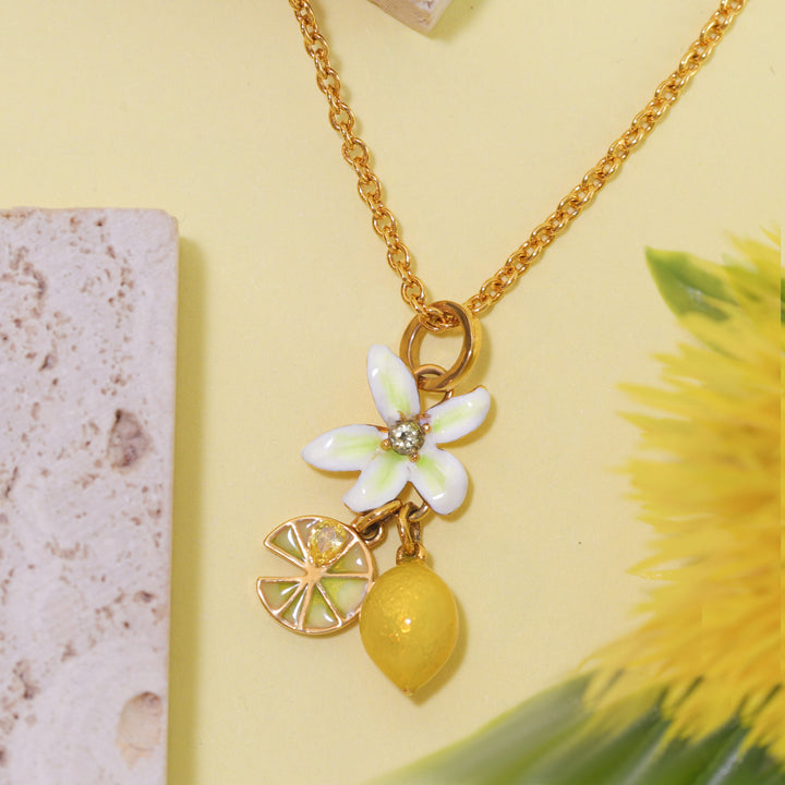 Flower Lemon Pendant Necklace