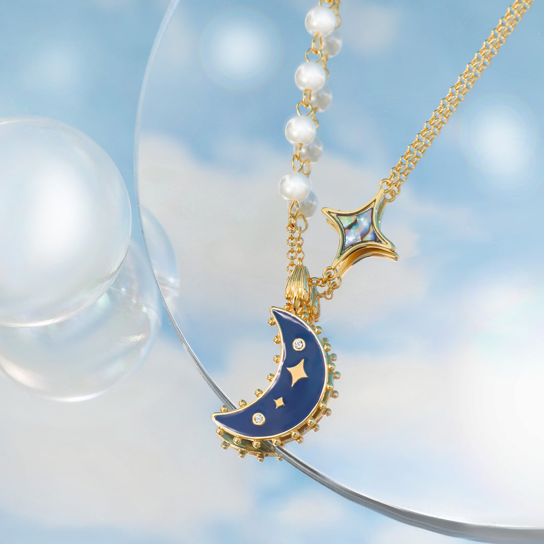 Selenichast Blue Crescent Moon Necklace