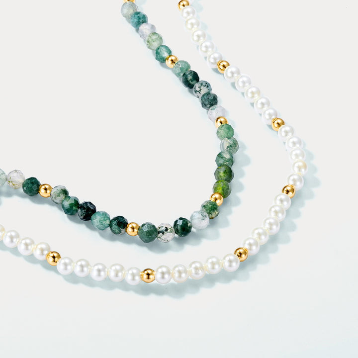 Moss Green Pearl Beaded Necklace