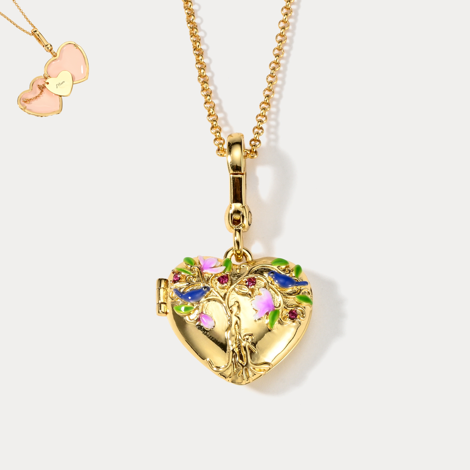 Selenichast Tree of Life Heart Locket Necklace Gifts for Mom
