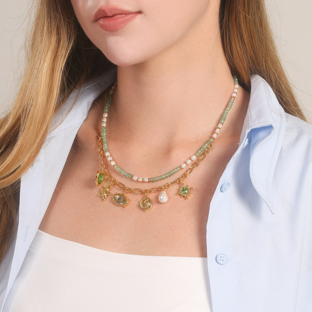 Vintage Charm Bead Necklace