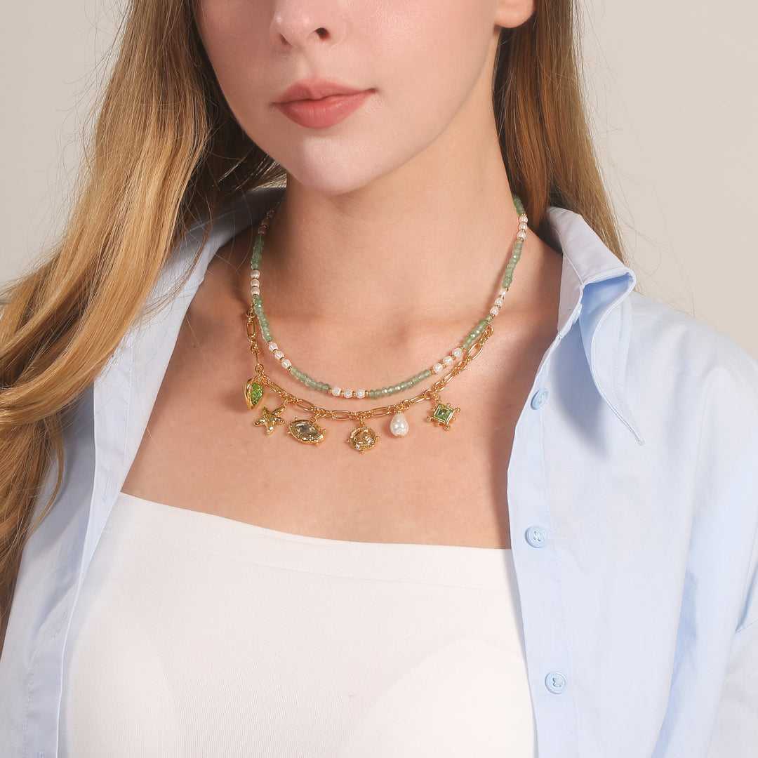 Vintage Charm Bead Necklace